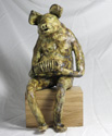Pig with Squeezebox, approx 9” high, fired clay, 2014