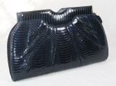 Navy blue snakeskin clutch bag by J. Rene&eacute;