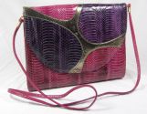 Raspberry and purple snakeskin shoulder bag by J. Rene&eacute;